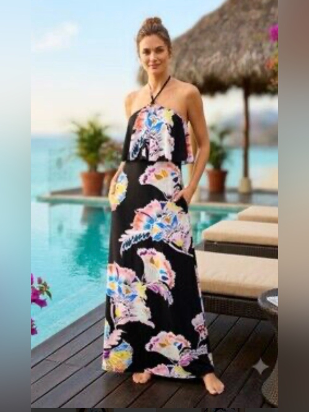 Trina Turk Seychelles Maxi Dress Swim Cover-Up Medium NWT